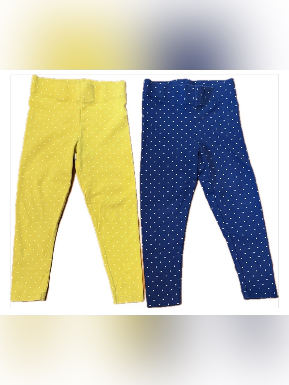 Mini Boden girls Polka Dot Stretch Leggings - Yellow & Navy